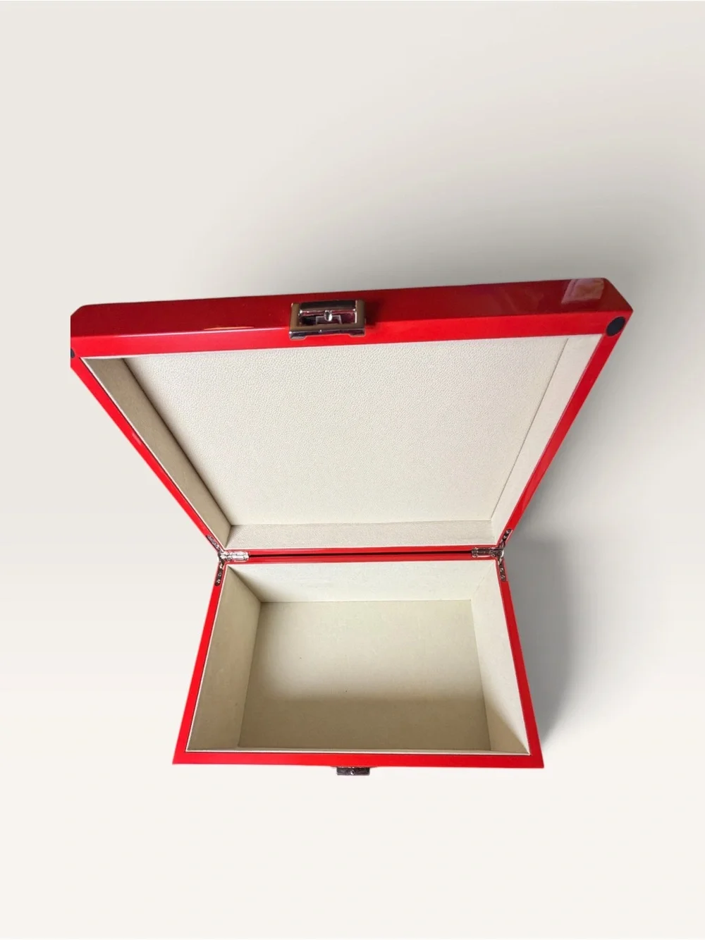 ALLURE BEAUTY Red Lacquered Storage Box with Cream Interior